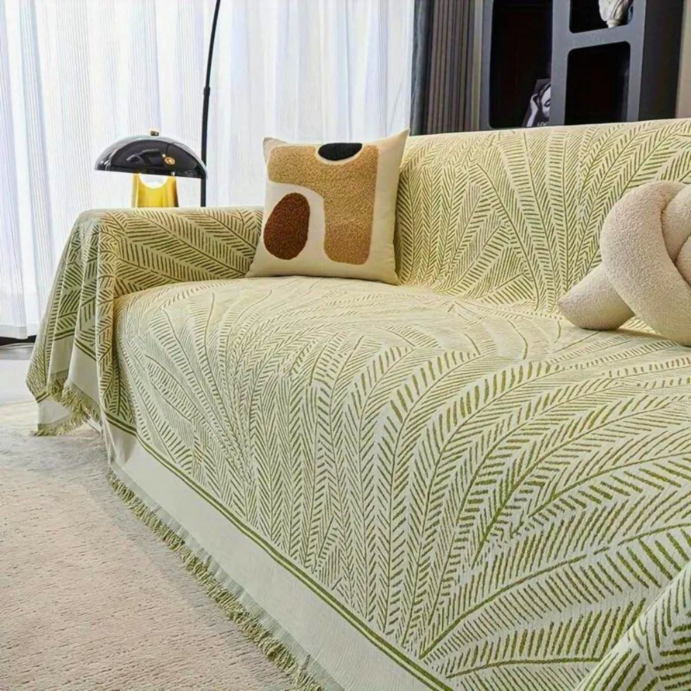 Sofa Cover Leaf Pattern Chenille Non-Slip | Elegant Comfort 6
