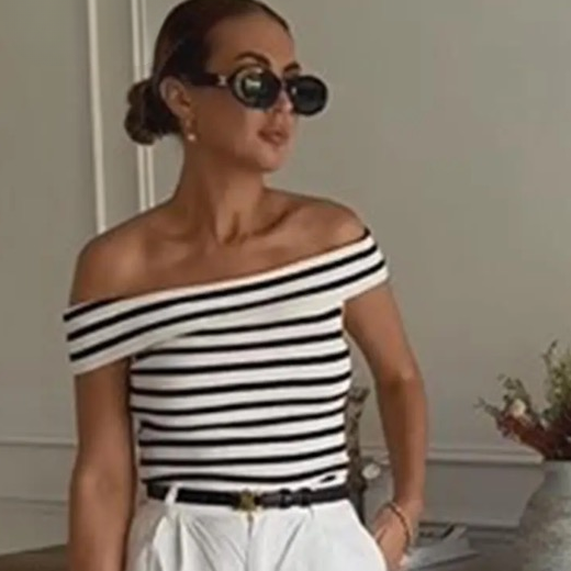 Women Striped Off-Shoulder Top | Louisa