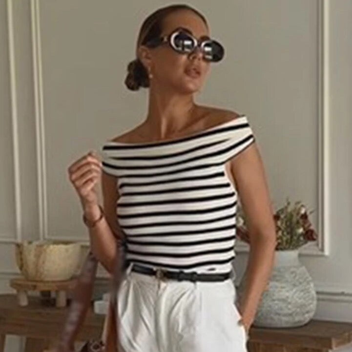 Women Striped Off-Shoulder Top | Louisa