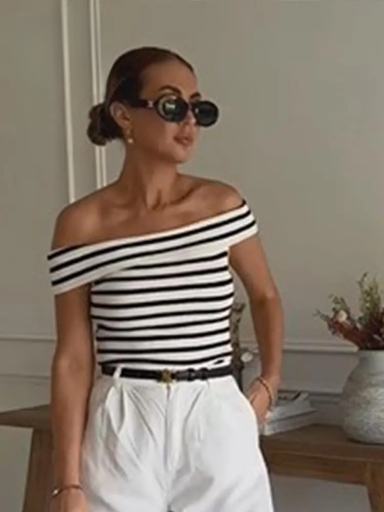 Women Striped Off-Shoulder Top | Louisa