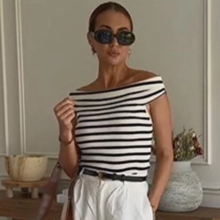Women Striped Off-Shoulder Top | Louisa