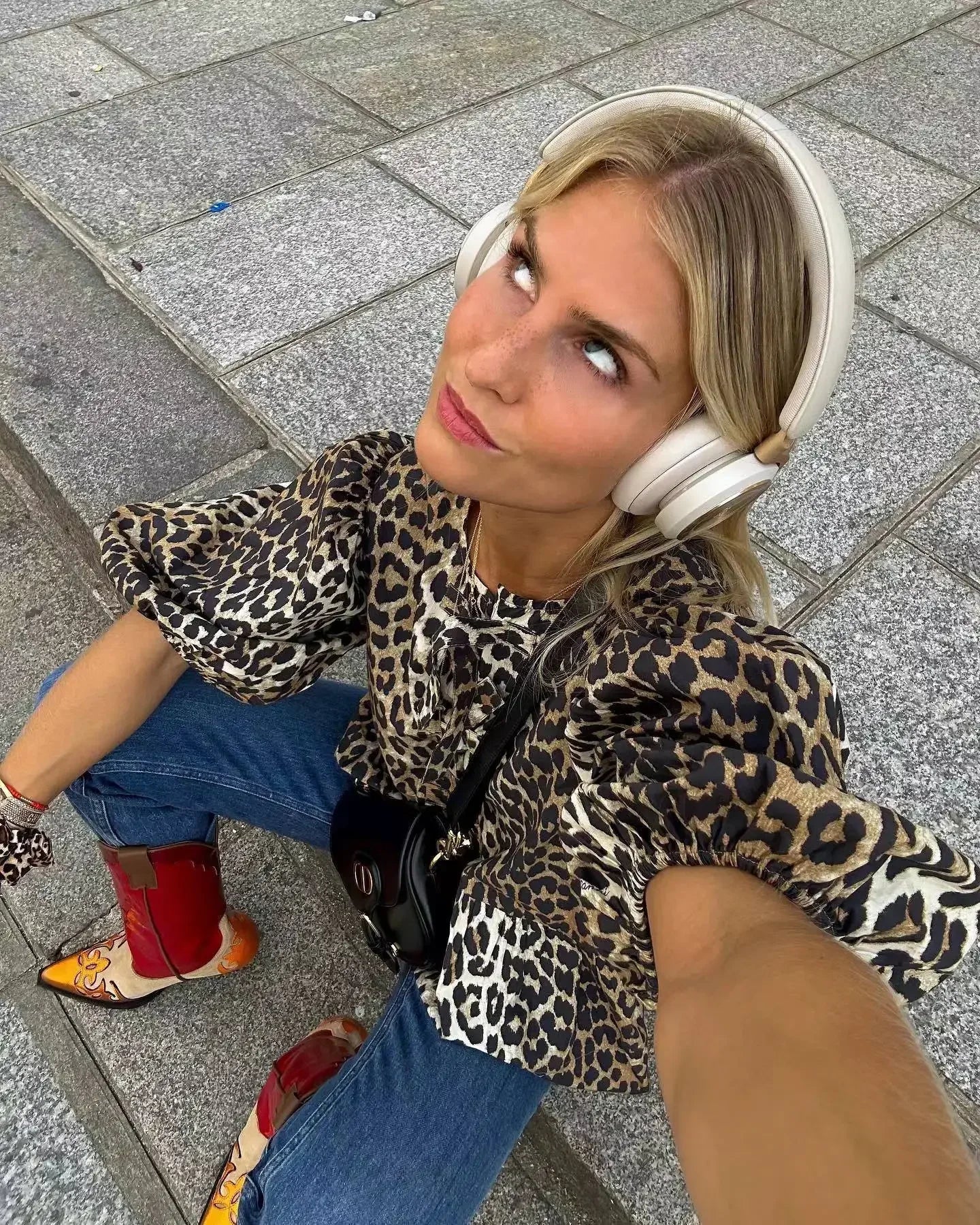Women Leopard Print Puff Sleeve Top | Ivana