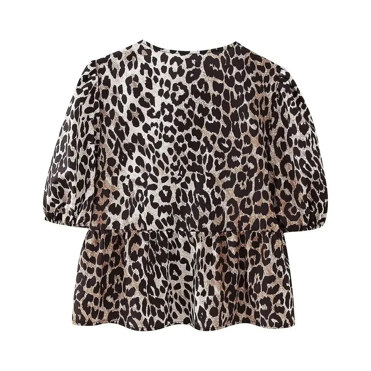 Women Leopard Print Puff Sleeve Top | Ivana