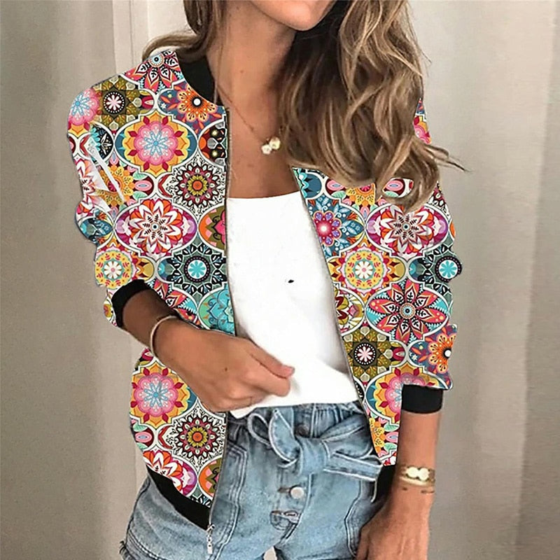 Women Vintage Floral Zip Jacket | Lea