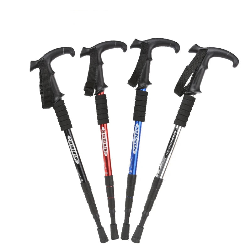 Lightweight Collapsible Hiking Poles – 4-Section Telescopic Walking Sticks for Camping and Climbing, Adjustable 24-54 Inches 0