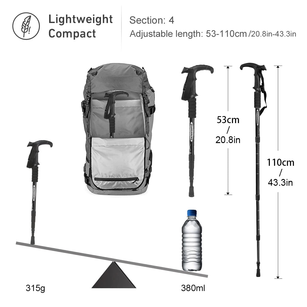 Lightweight Collapsible Hiking Poles – 4-Section Telescopic Walking Sticks for Camping and Climbing, Adjustable 24-54 Inches 1