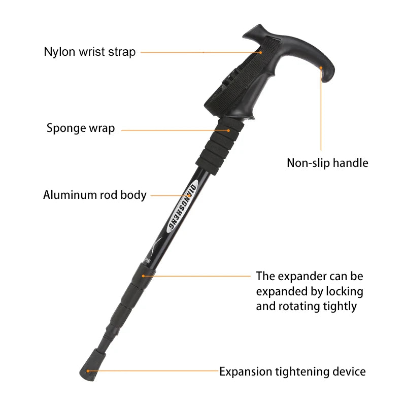 Lightweight Collapsible Hiking Poles – 4-Section Telescopic Walking Sticks for Camping and Climbing, Adjustable 24-54 Inches 2