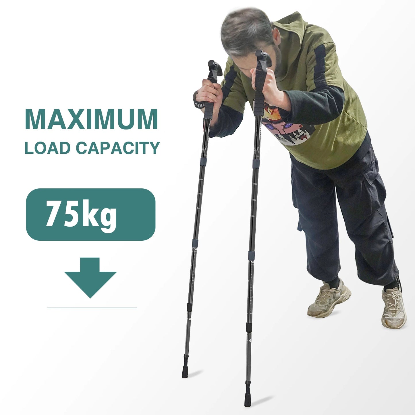 Lightweight Collapsible Hiking Poles – 4-Section Telescopic Walking Sticks for Camping and Climbing, Adjustable 24-54 Inches 4