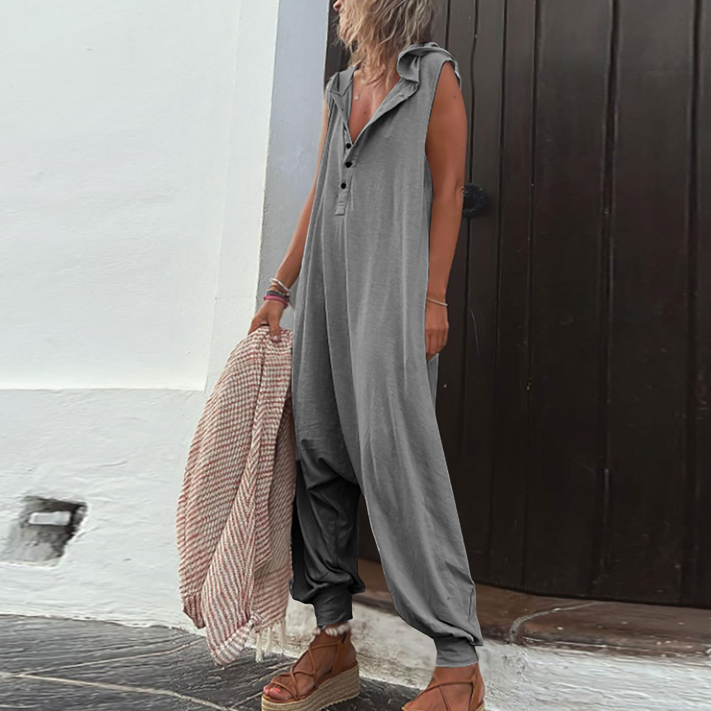 Women Sleeveless Hooded Jumpsuit | Lissandra