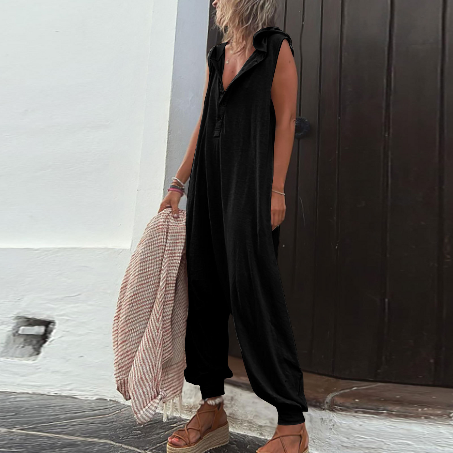 Women Sleeveless Hooded Jumpsuit | Lissandra