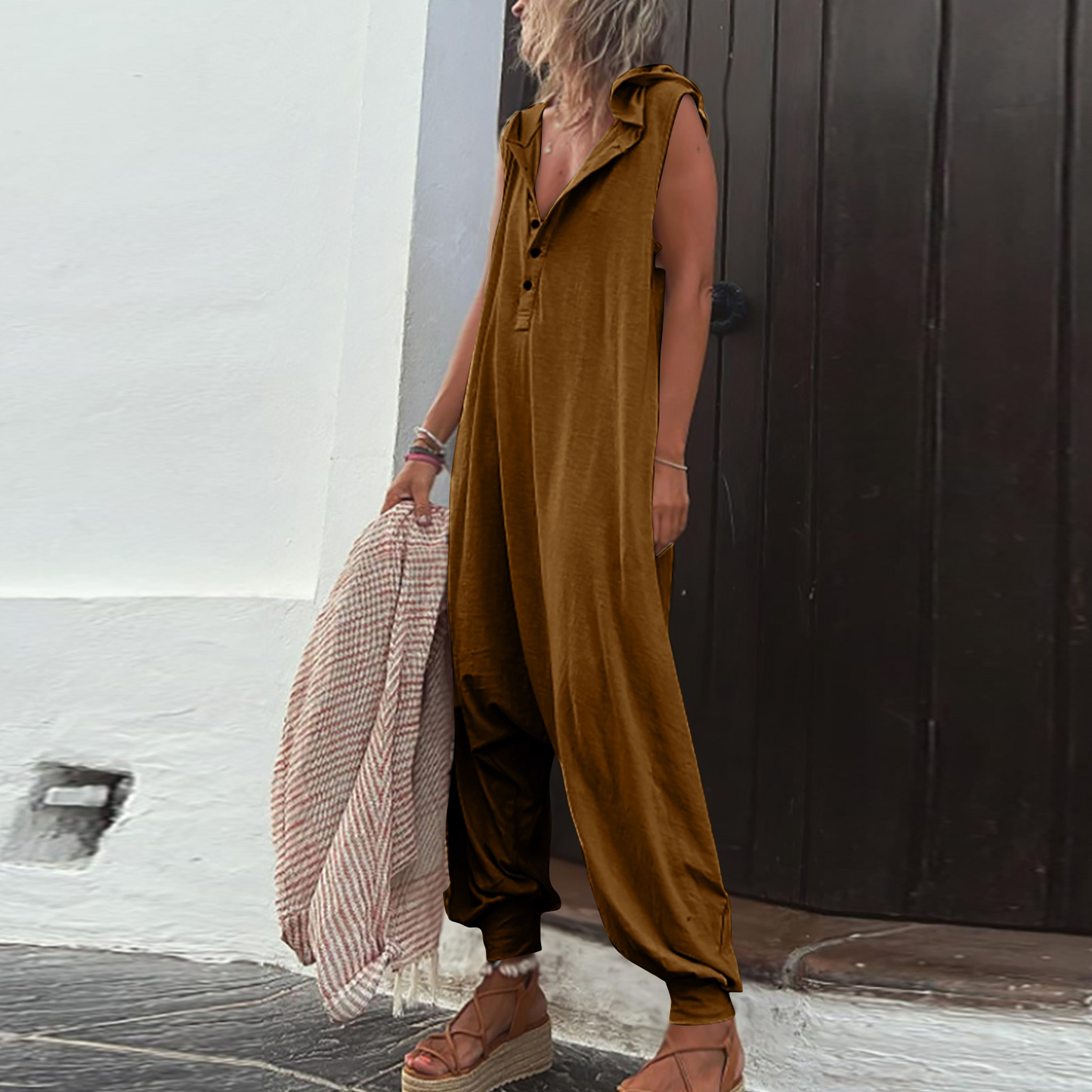 Women Sleeveless Hooded Jumpsuit | Lissandra