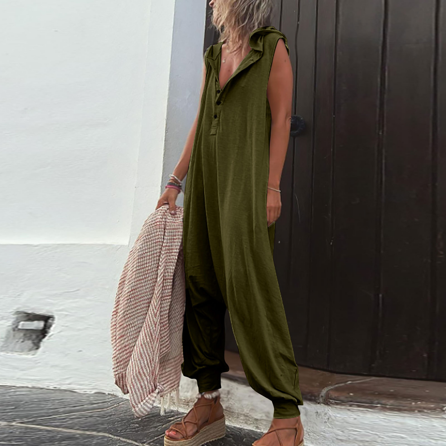 Women Sleeveless Hooded Jumpsuit | Lissandra