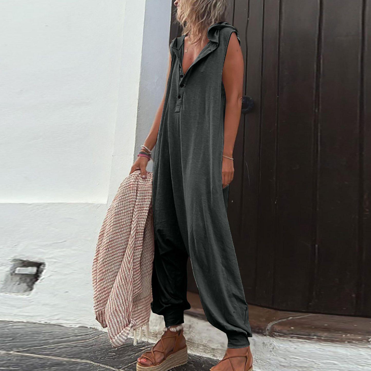Women Sleeveless Hooded Jumpsuit | Lissandra