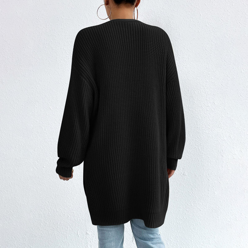 Women Long Open-Front Knit Cardigan | Elka