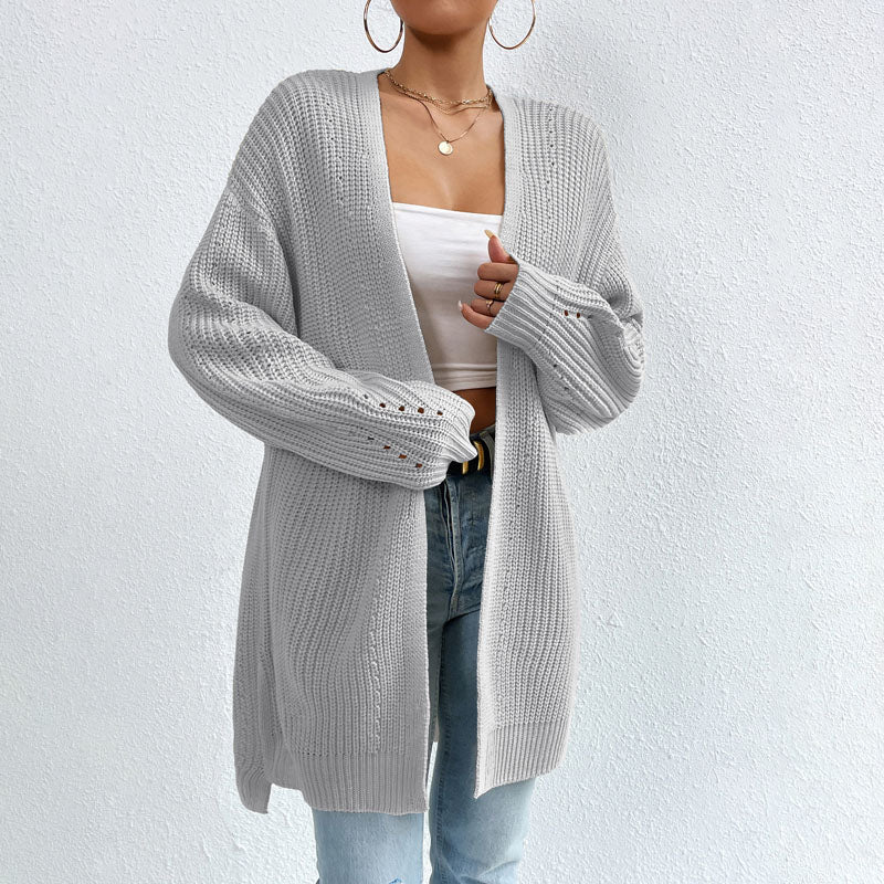 Women Long Open-Front Knit Cardigan | Elka