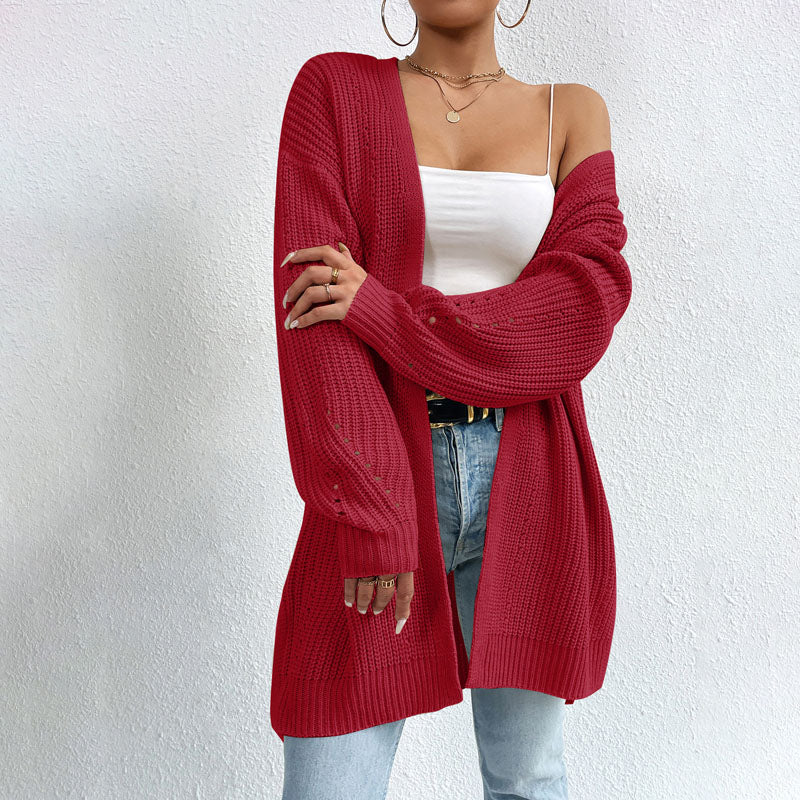Women Long Open-Front Knit Cardigan | Elka