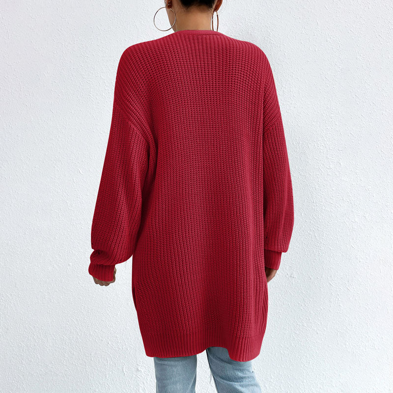 Women Long Open-Front Knit Cardigan | Elka