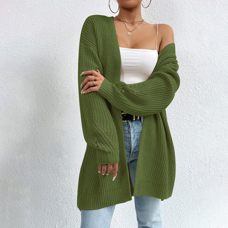 Women Long Open-Front Knit Cardigan | Elka