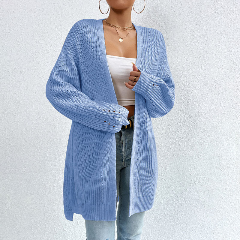 Women Long Open-Front Knit Cardigan | Elka