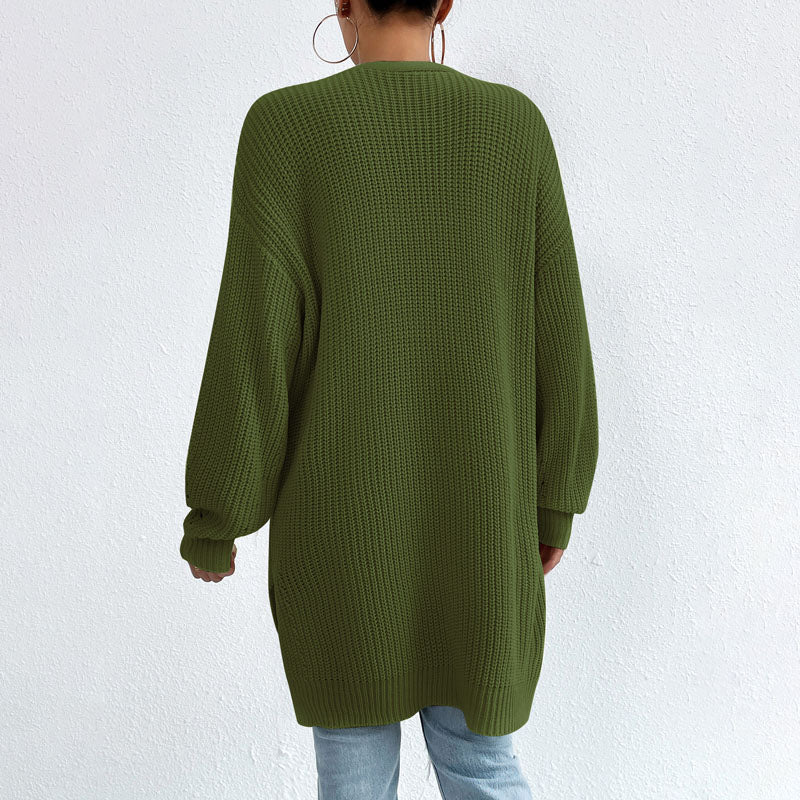 Women Long Open-Front Knit Cardigan | Elka