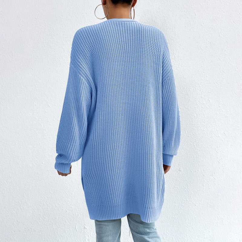 Women Long Open-Front Knit Cardigan | Elka