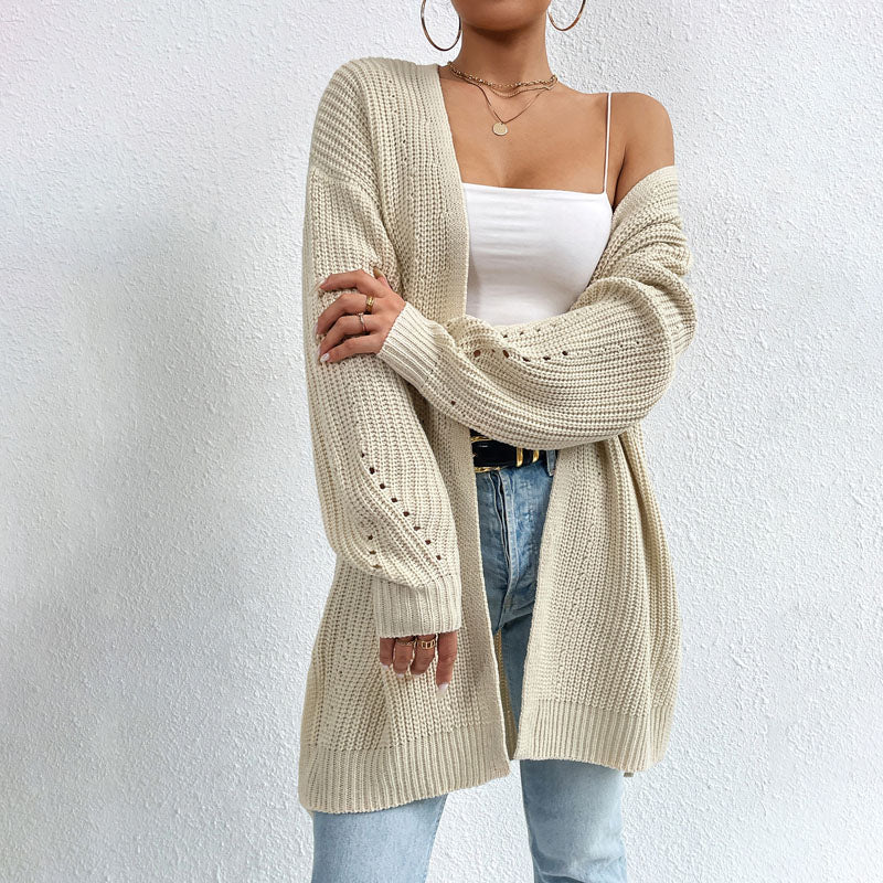Women Long Open-Front Knit Cardigan | Elka