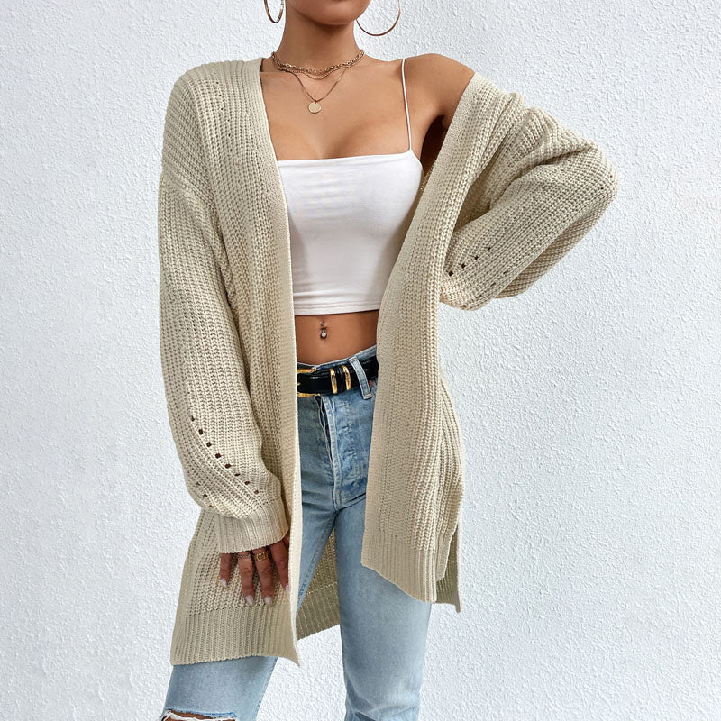 Women Long Open-Front Knit Cardigan | Elka