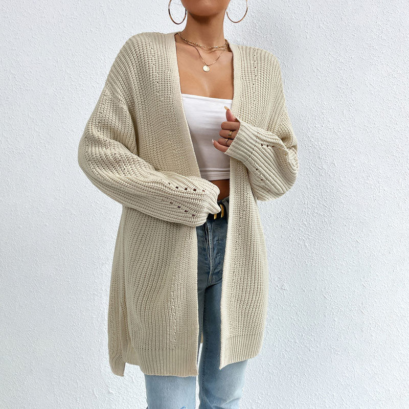 Women Long Open-Front Knit Cardigan | Elka