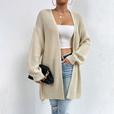 Women Long Open-Front Knit Cardigan | Elka
