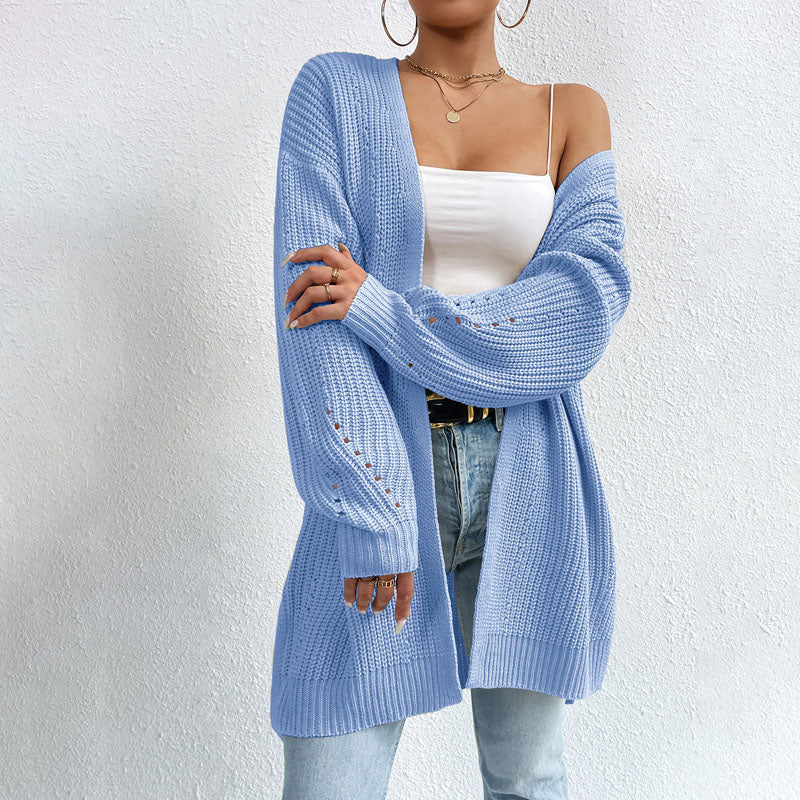 Women Long Open-Front Knit Cardigan | Elka