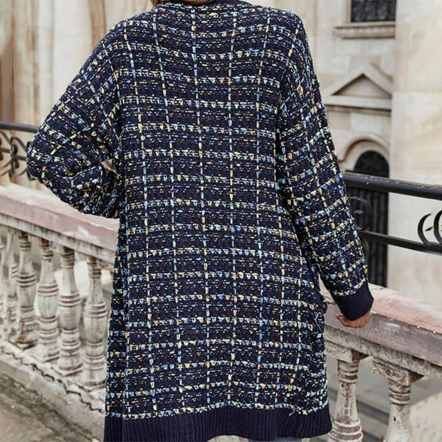Women Long Open Front Knitted Cardigan | Cerise