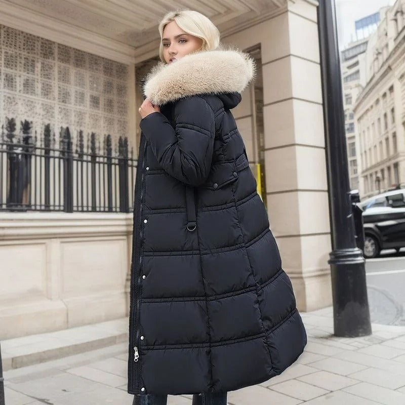 Women Luxury Fur-Collar Long Puffer Coat | Kamilah
