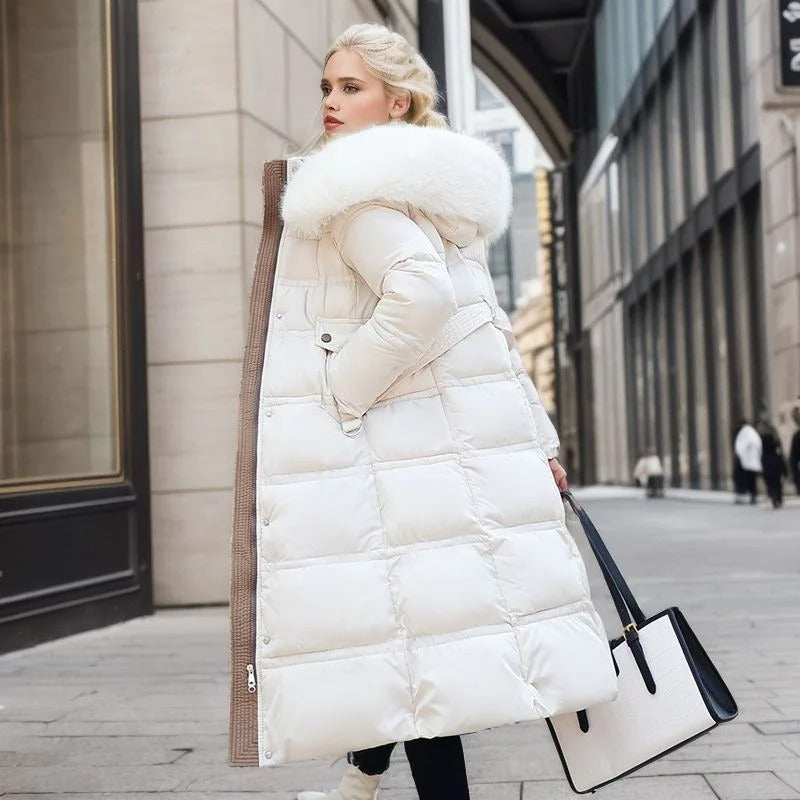 Women Luxury Fur-Collar Long Puffer Coat | Kamilah
