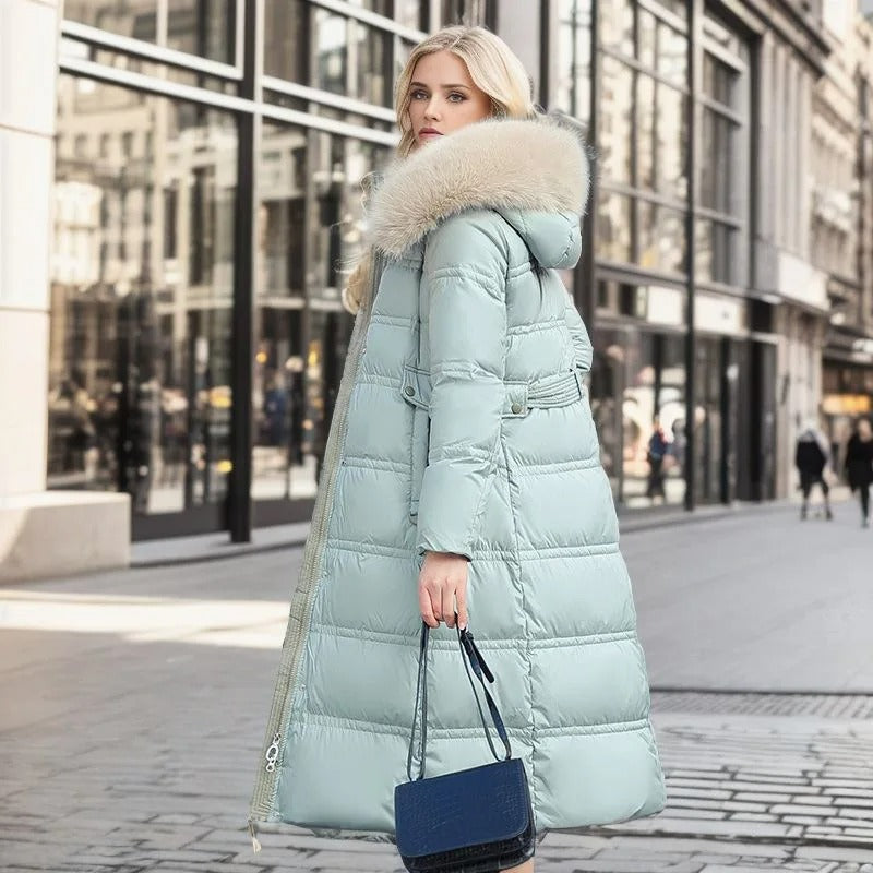 Women Luxury Fur-Collar Long Puffer Coat | Kamilah