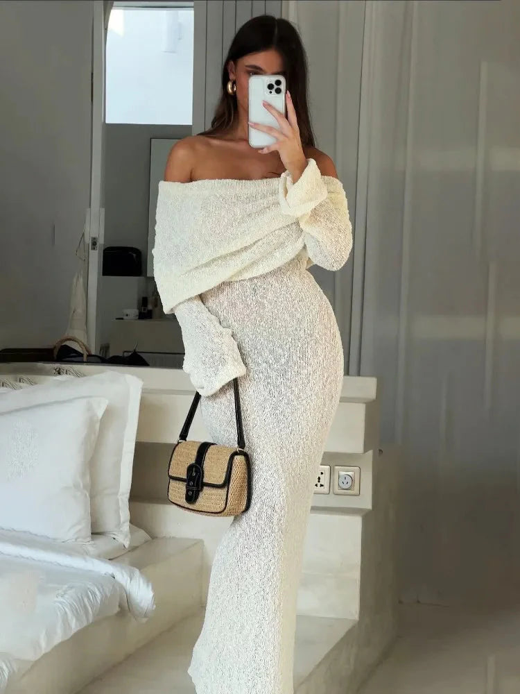 Women Off-Shoulder Glitter Maxi Dress | Jorja
