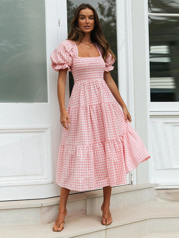 Women Gingham Midi Dress | Marian