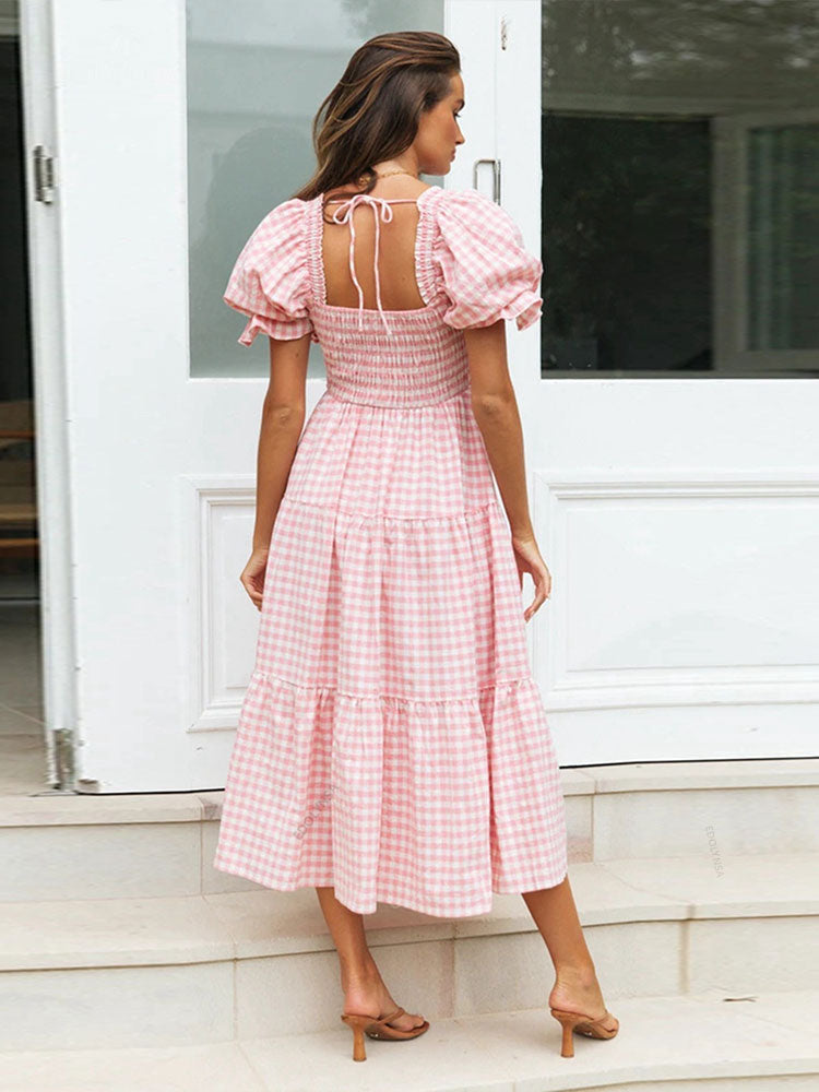 Women Gingham Midi Dress | Marian