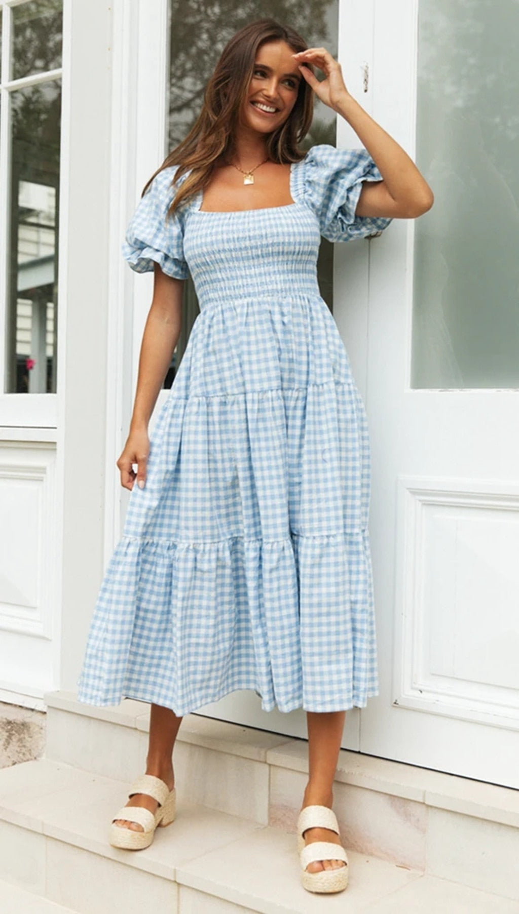 Women Gingham Midi Dress | Marian