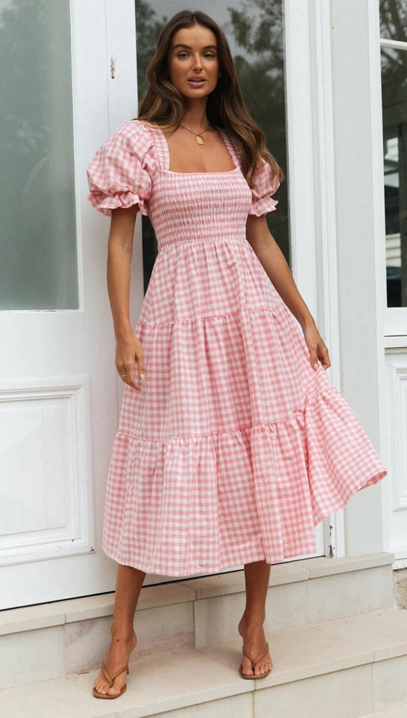 Women Gingham Midi Dress | Marian