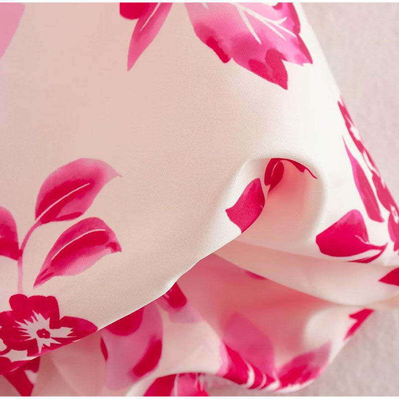 Women Floral Print Puff Short Sleeve Dress | Marion