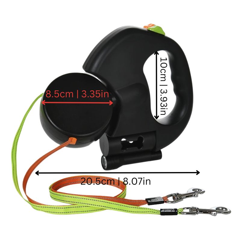 Double Dog Lead Black Nylon | Tanglefree-2
