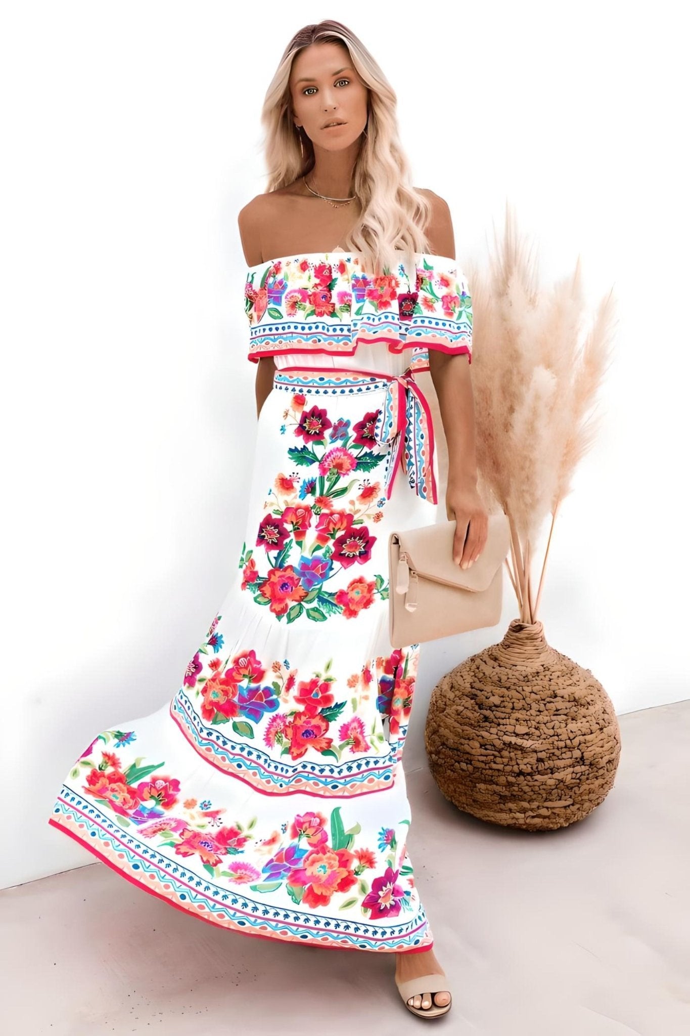 Women Off-Shoulder Floral Maxi Dress | Harla