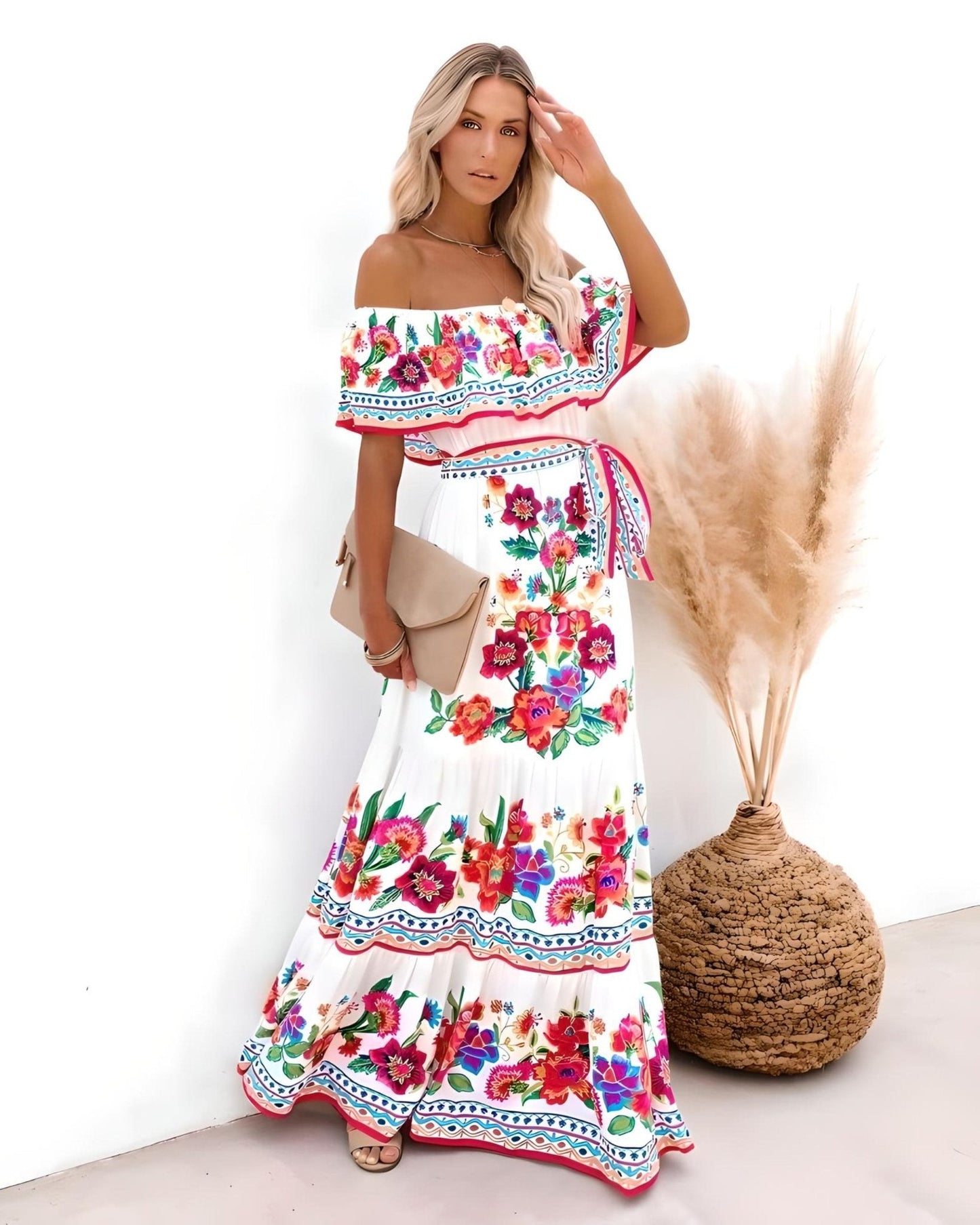 Women Off-Shoulder Floral Maxi Dress | Harla