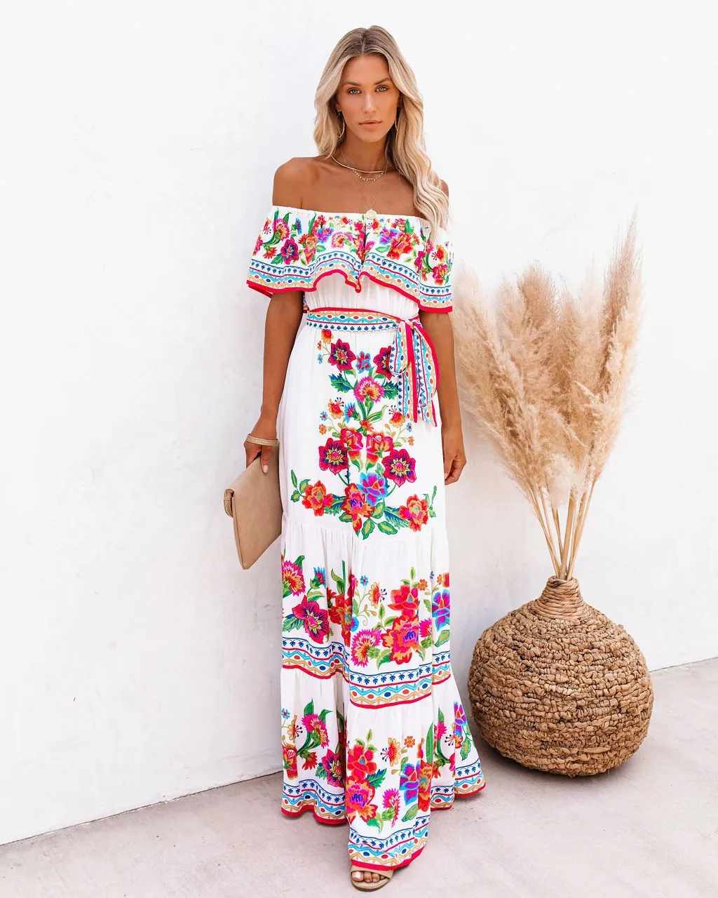 Women Off-Shoulder Floral Maxi Dress | Harla