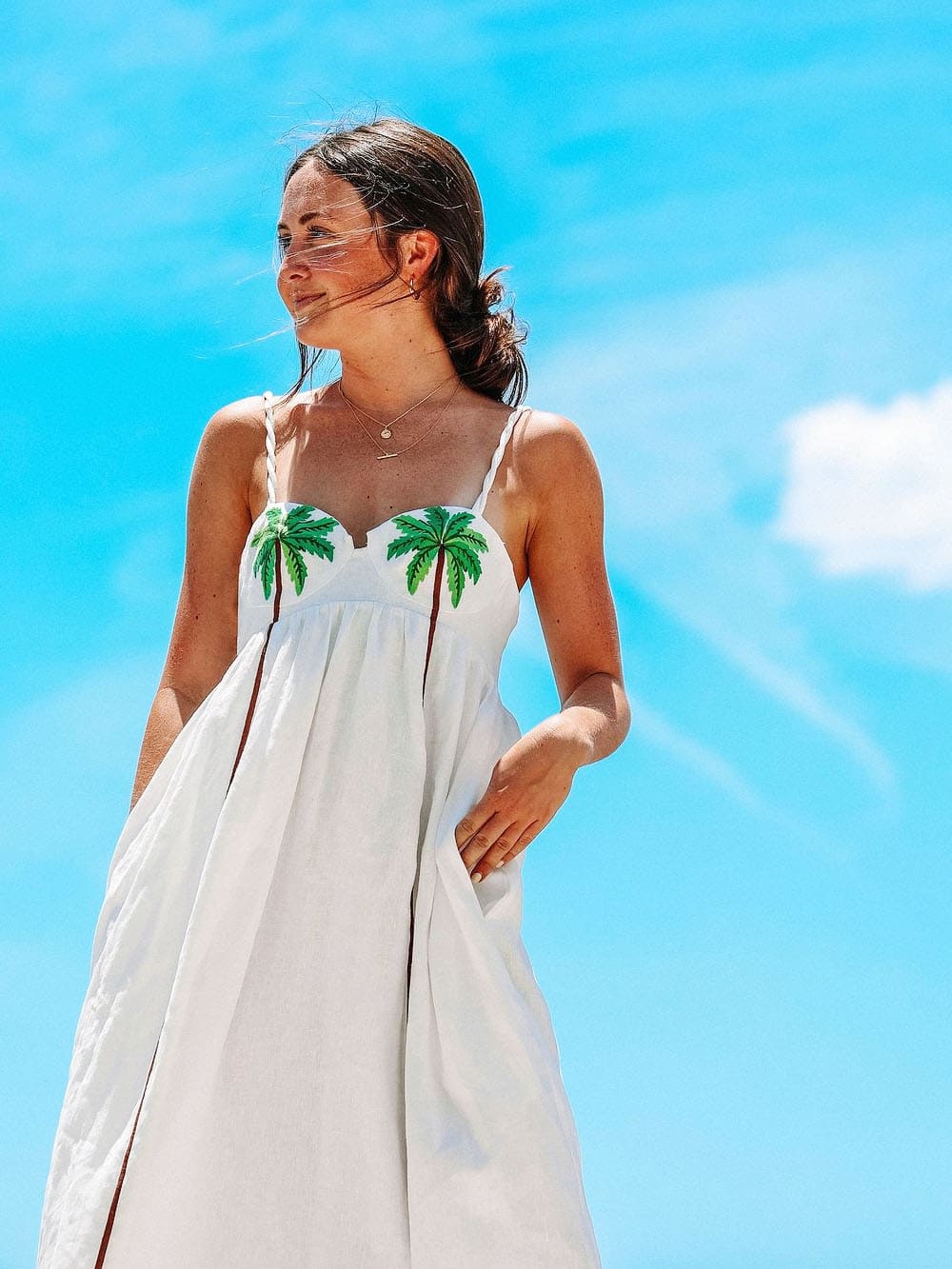 Women Tropical Maxi Dress with Bow Straps | Lila