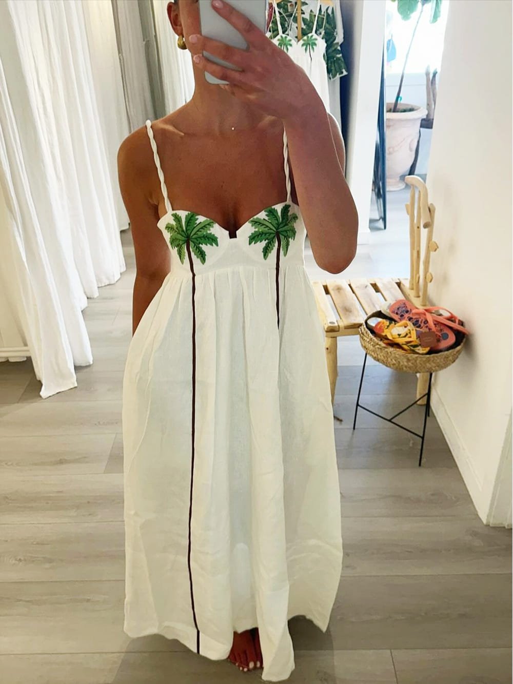 Women Tropical Maxi Dress with Bow Straps | Lila