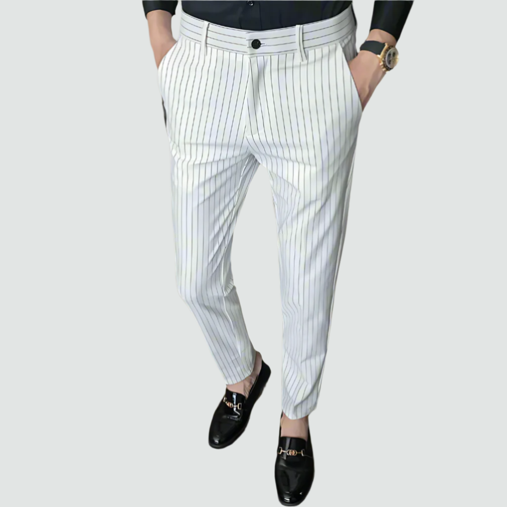 Men's Trousers Slim Fit Vertical Stripe Polyester | James-1