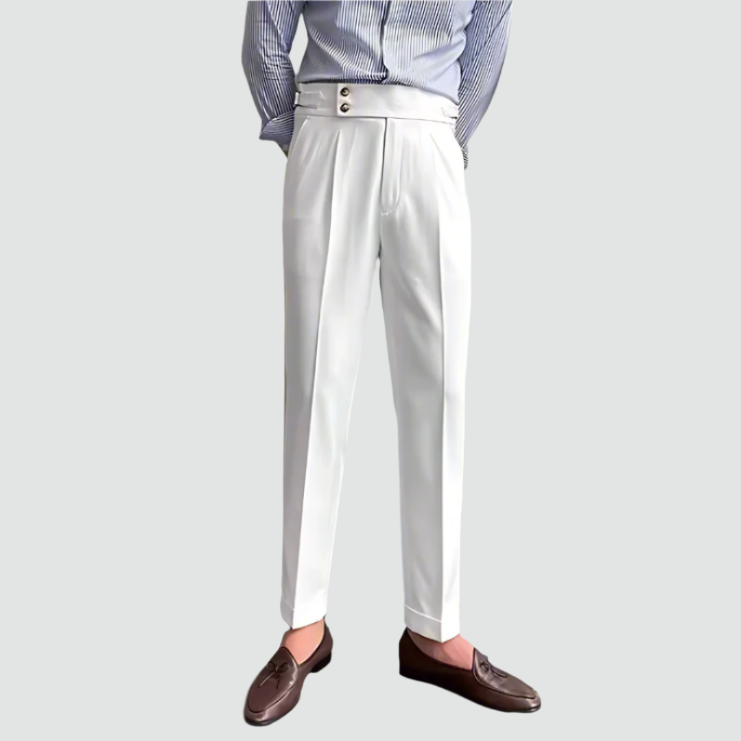 Men's Suit Pants Black Polyester | Italian Elegance-2