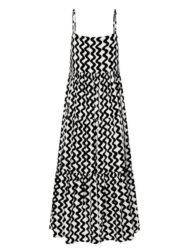 Variant image for Women Midi Dress Blue Wave Print Polyester | Delainey-1
