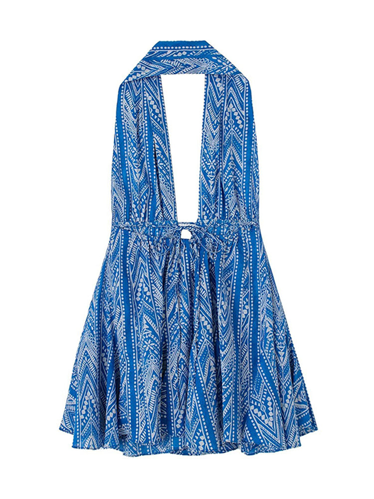 Women Bohemian Halter Mini Dress | Coral